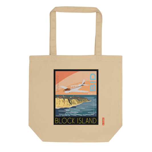 BONANZA A36 Aviation Eco Organic cotton Tote Bag - Vintage style graphic Block Island, RI.