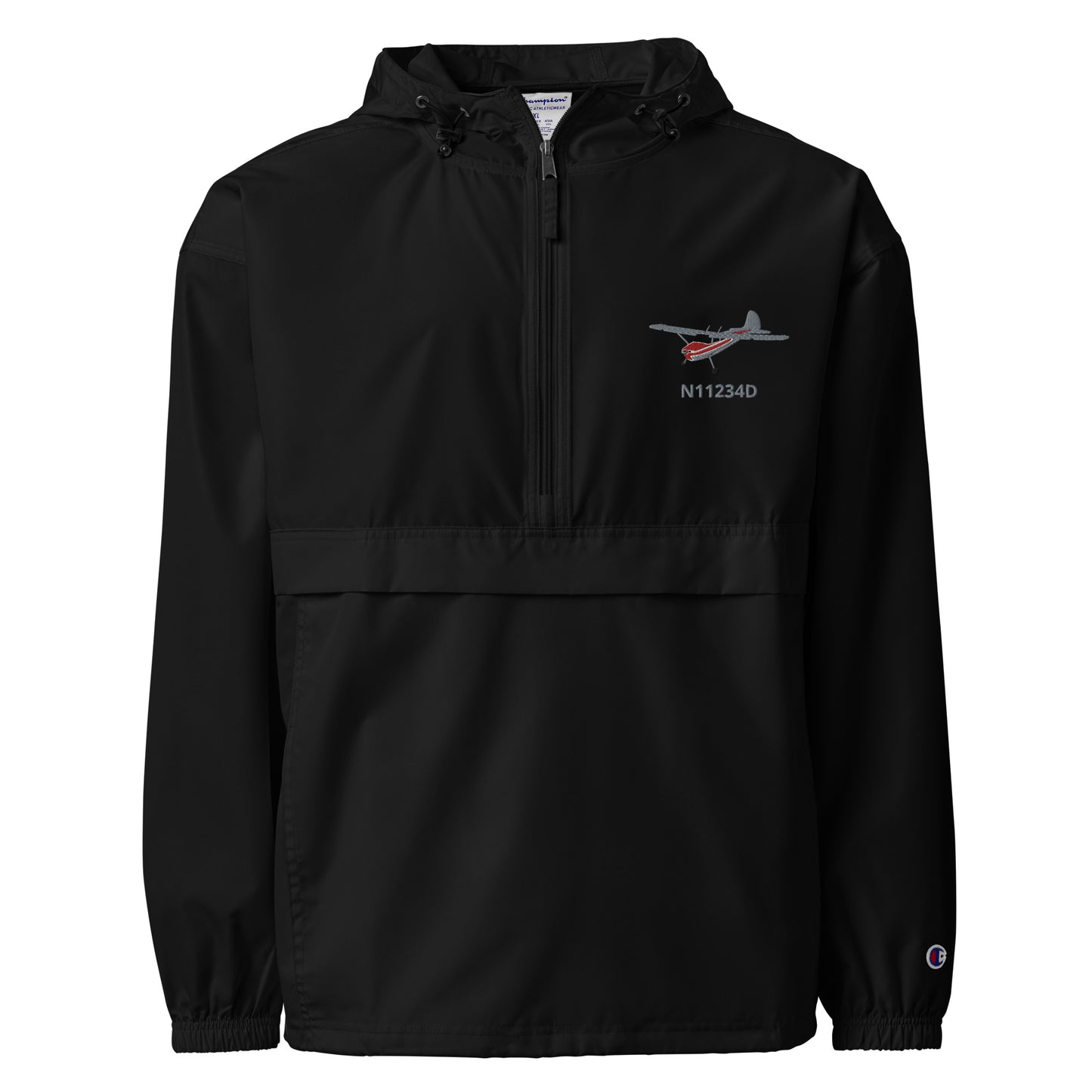 CESSNA 170 Polished grey - Red Trim CUSTOM N NUMBER Aviation Rain weather proof Embroidered Champion Packable Zip Jacket