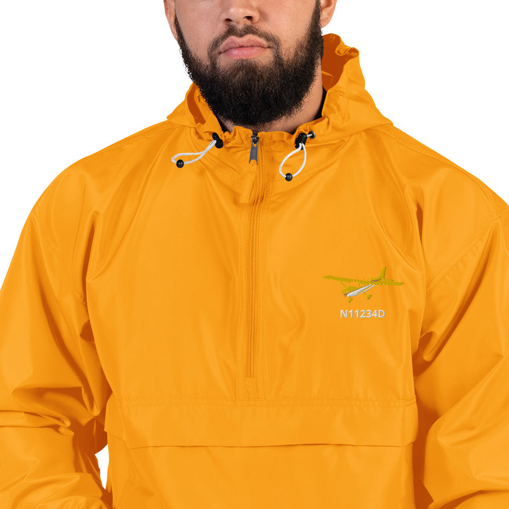 CESSNA 172 Skyhawk Retro Yellow Trim CUSTOM N NUMBER Aviation Rain weather proof Embroidered Champion Packable Zip Jacket