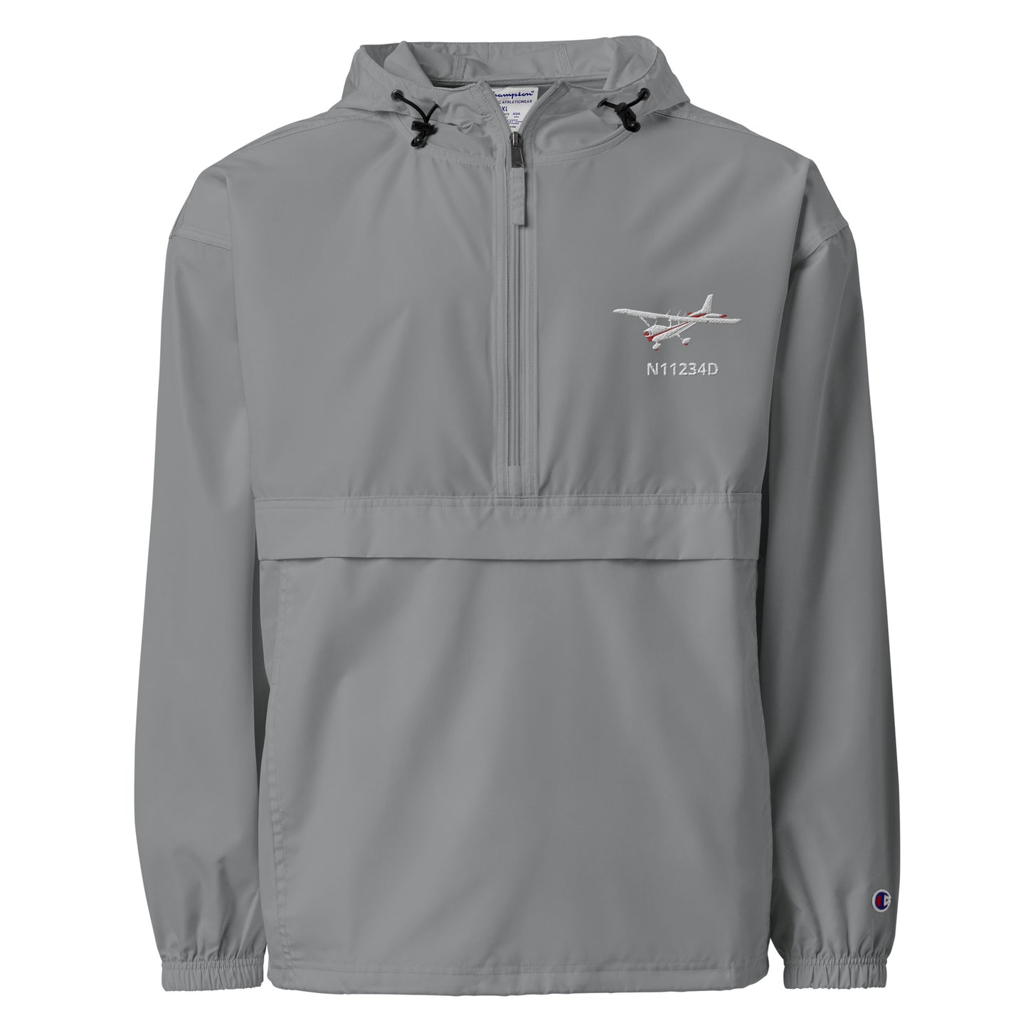 CESSNA 172 Skyhawk White Red Trim CUSTOM N NUMBER Aviation Rain weather proof Embroidered Champion Packable Zip Jacket