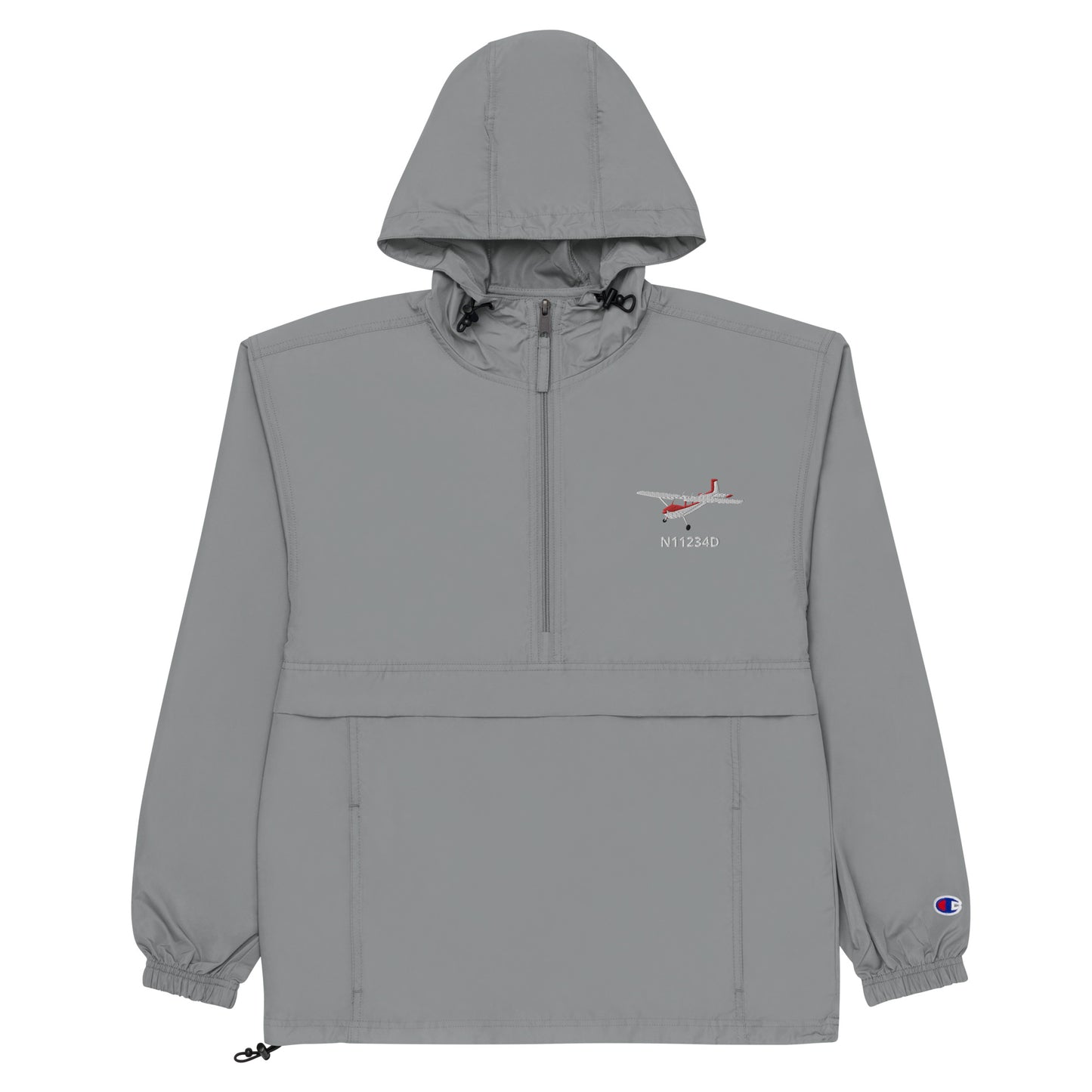 CESSNA 180 Skywagon  CUSTOM N NUMBER Aviation Rain weather proof Embroidered Champion Packable Zip Jacket