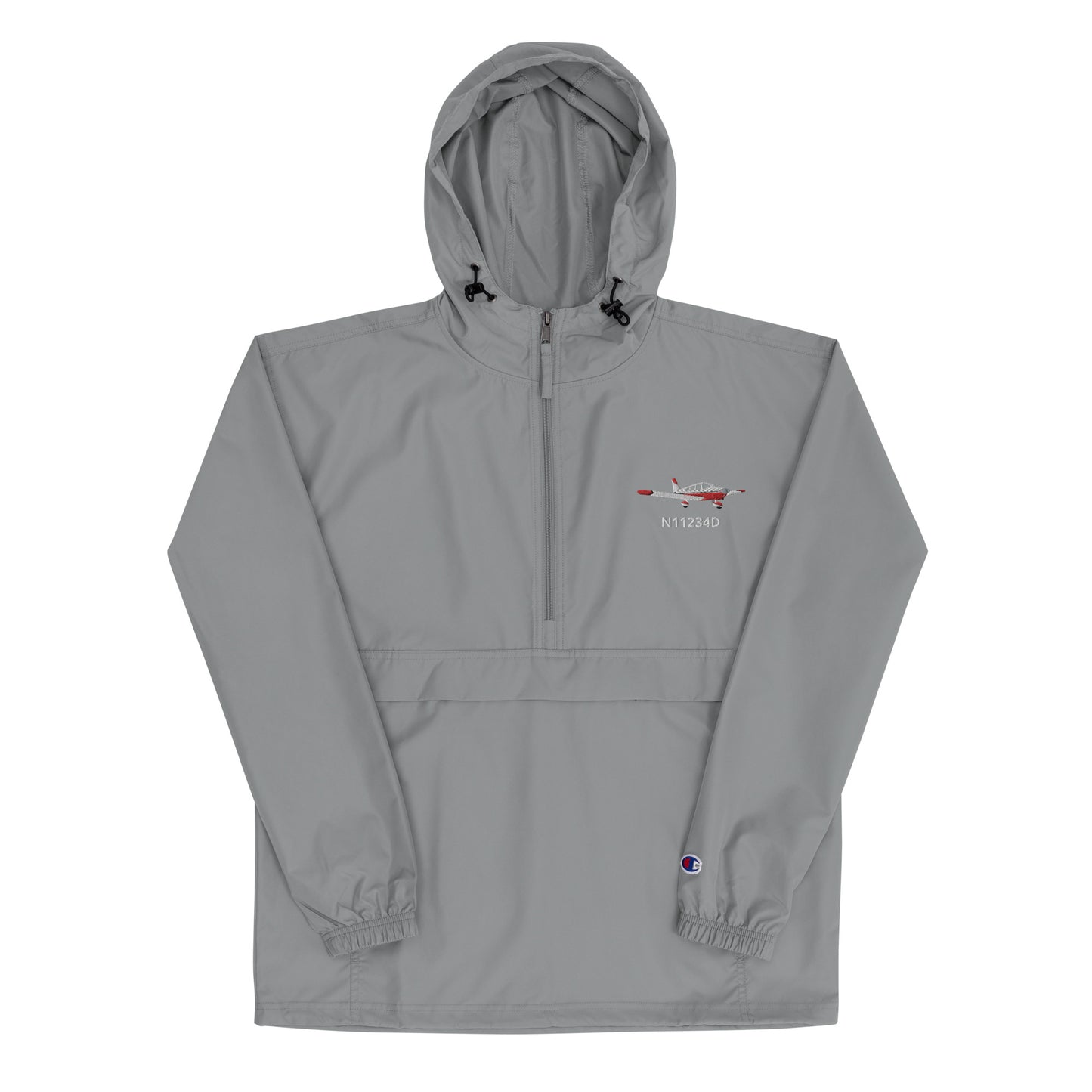 CHEROKEE white-red CUSTOM N Number Aviation Rain weather proof Embroidered Champion Packable Zip Jacket