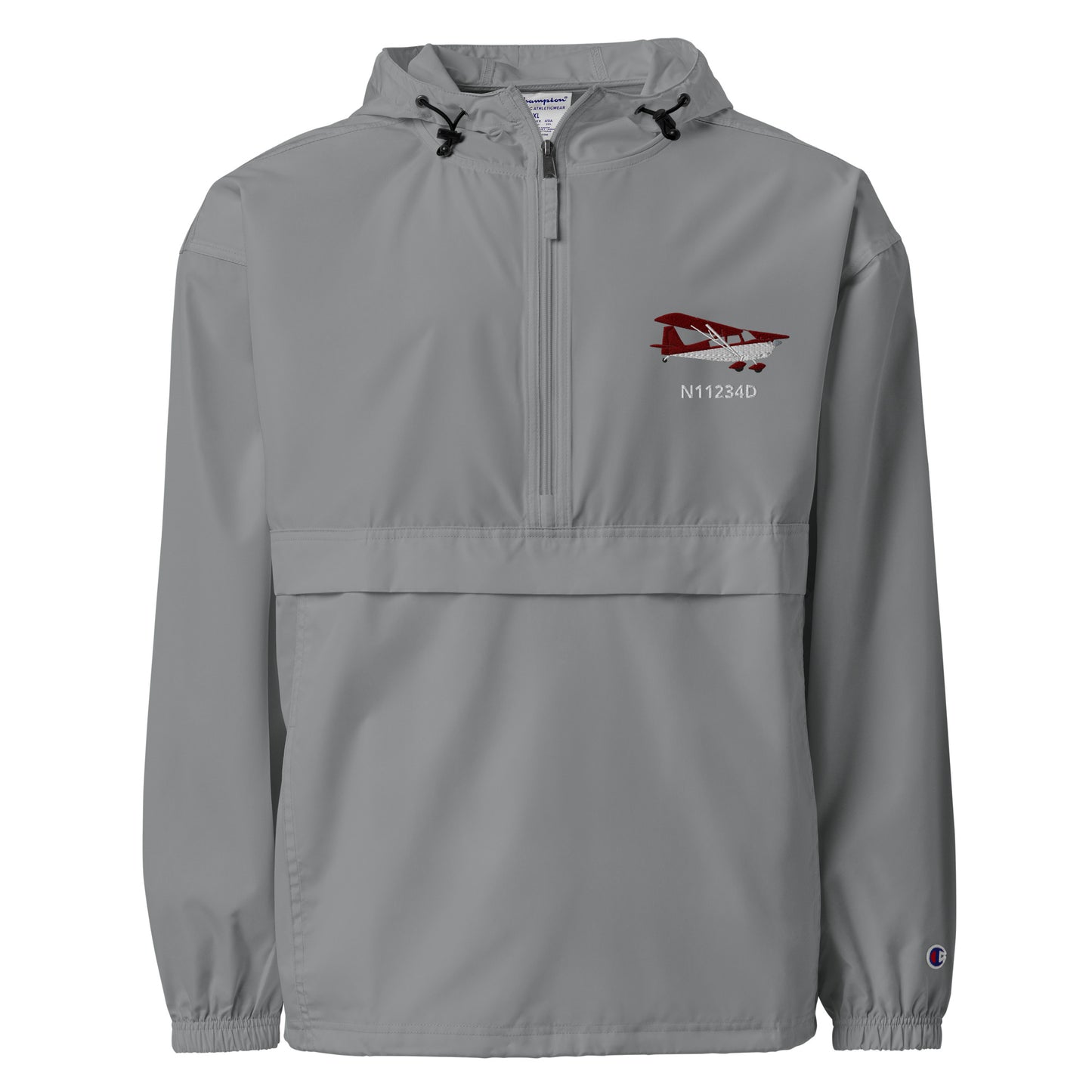 CITABRIA white-maroon CUSTOM N Number Aviation Rain weather proof Embroidered Champion Packable Zip Jacket