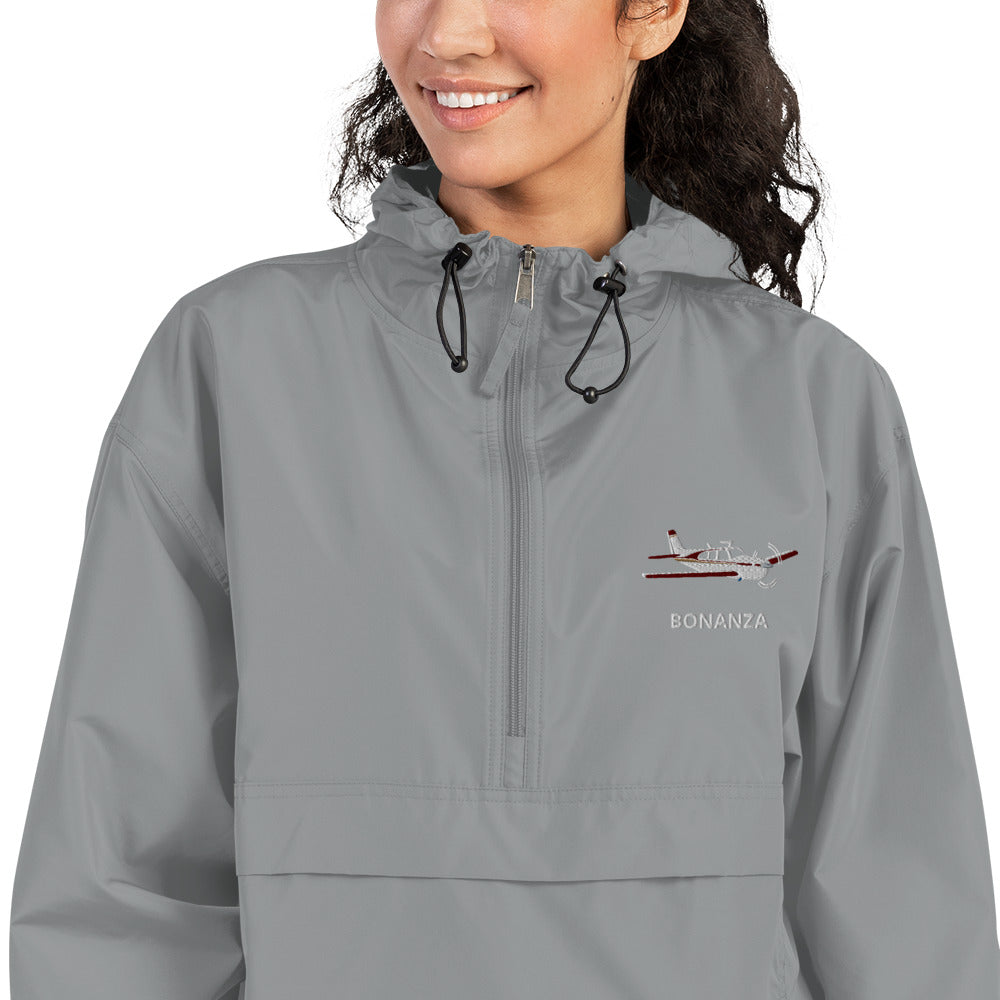 BONANZA F33 Aviation Rain weather proof Embroidered Champion Packable Zip Jacket