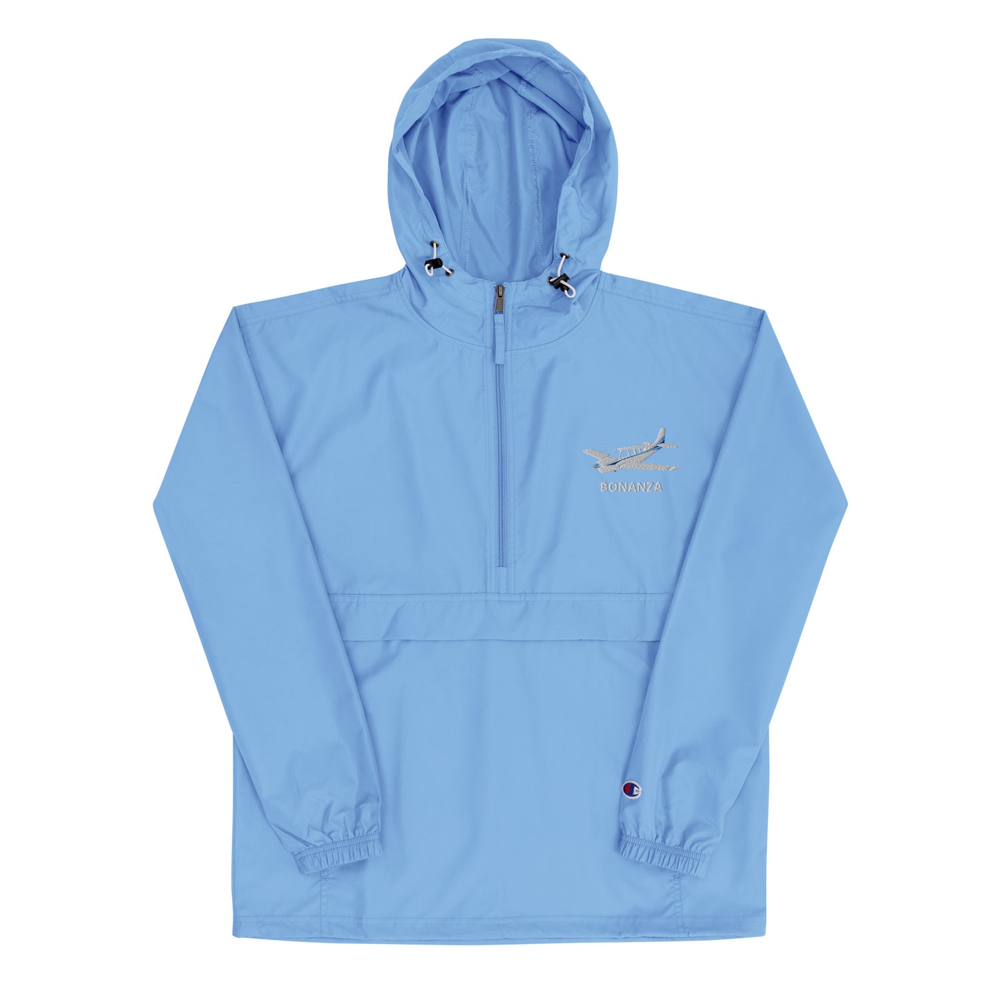 BONANZA A36 Blue Stripe Aviation Rain weather proof Embroidered Champion Packable Zip Jacket.