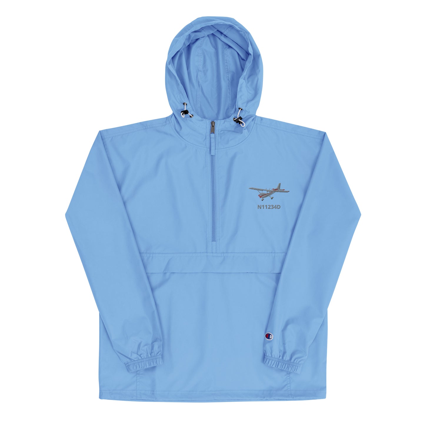 CESSNA 172 Skyhawk Polished grey- Red CUSTOM N NUMBER Aviation Rain weather proof Embroidered Champion Packable Zip Jacket