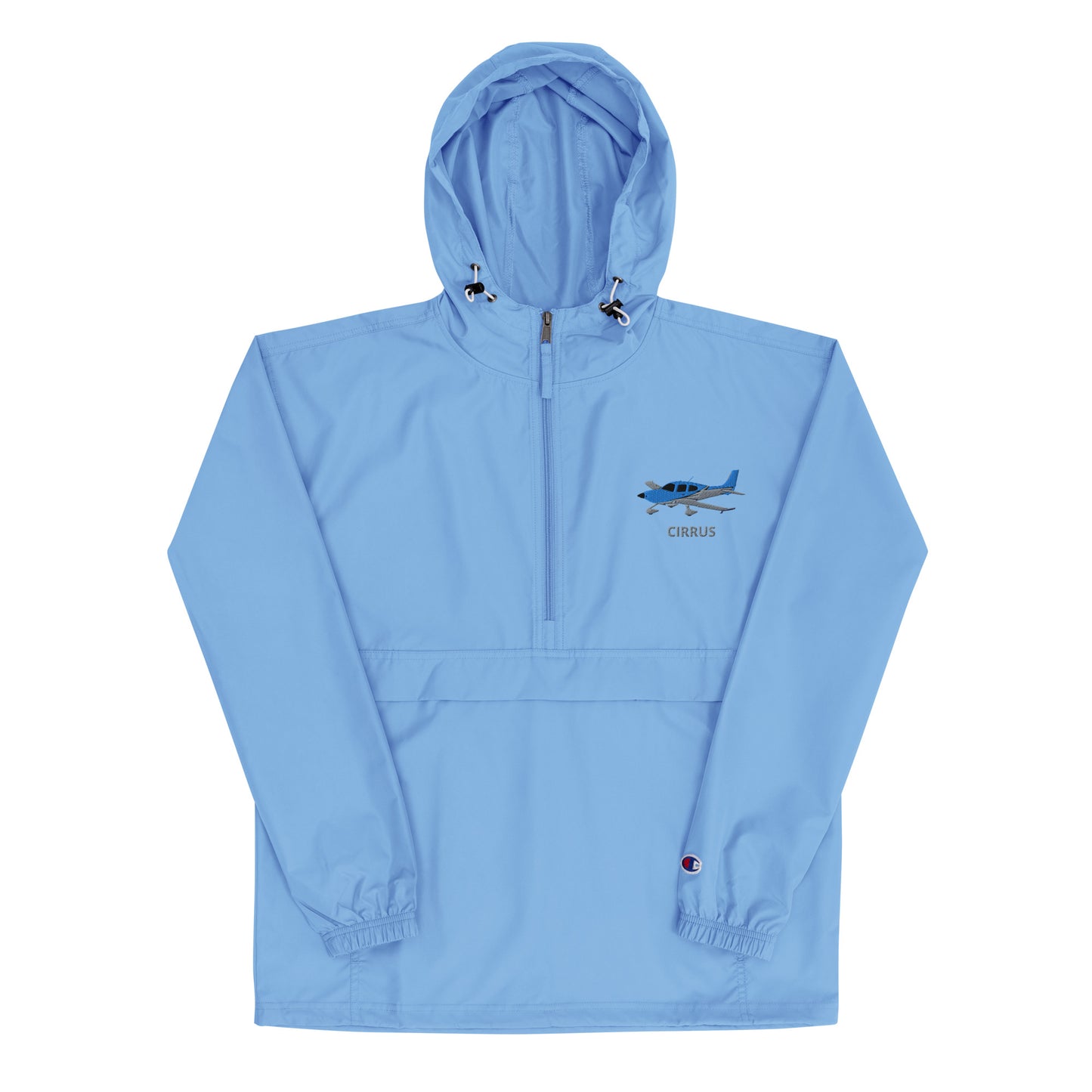 CIRRUS Blue - Grey Aviation Rain weather proof Embroidered Champion Packable Zip Jacket