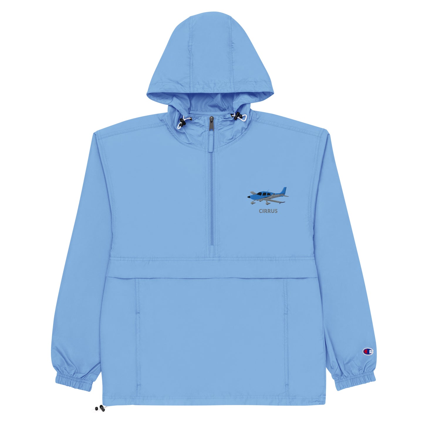 CIRRUS Blue - Grey Aviation Rain weather proof Embroidered Champion Packable Zip Jacket