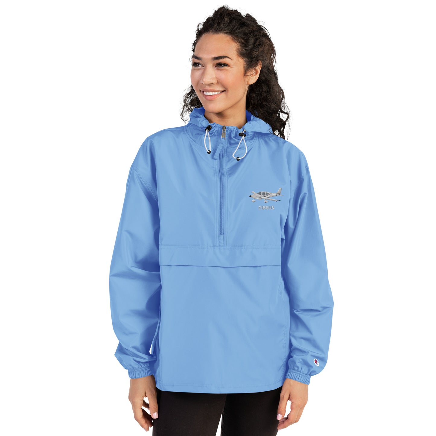 CIRRUS White aircraft Aviation Rain weather proof Embroidered Champion Packable Zip Jacket