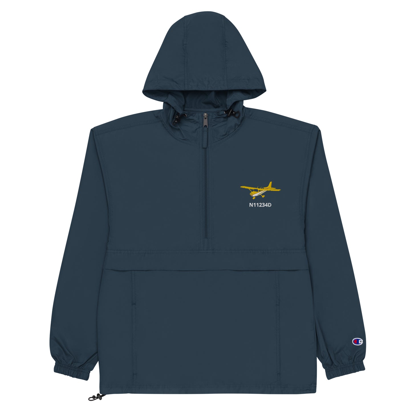 CESSNA 172 Skyhawk Retro Yellow Trim CUSTOM N NUMBER Aviation Rain weather proof Embroidered Champion Packable Zip Jacket