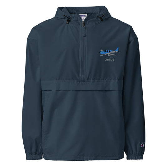 CIRRUS Blue - Grey Aviation Rain weather proof Embroidered Champion Packable Zip Jacket