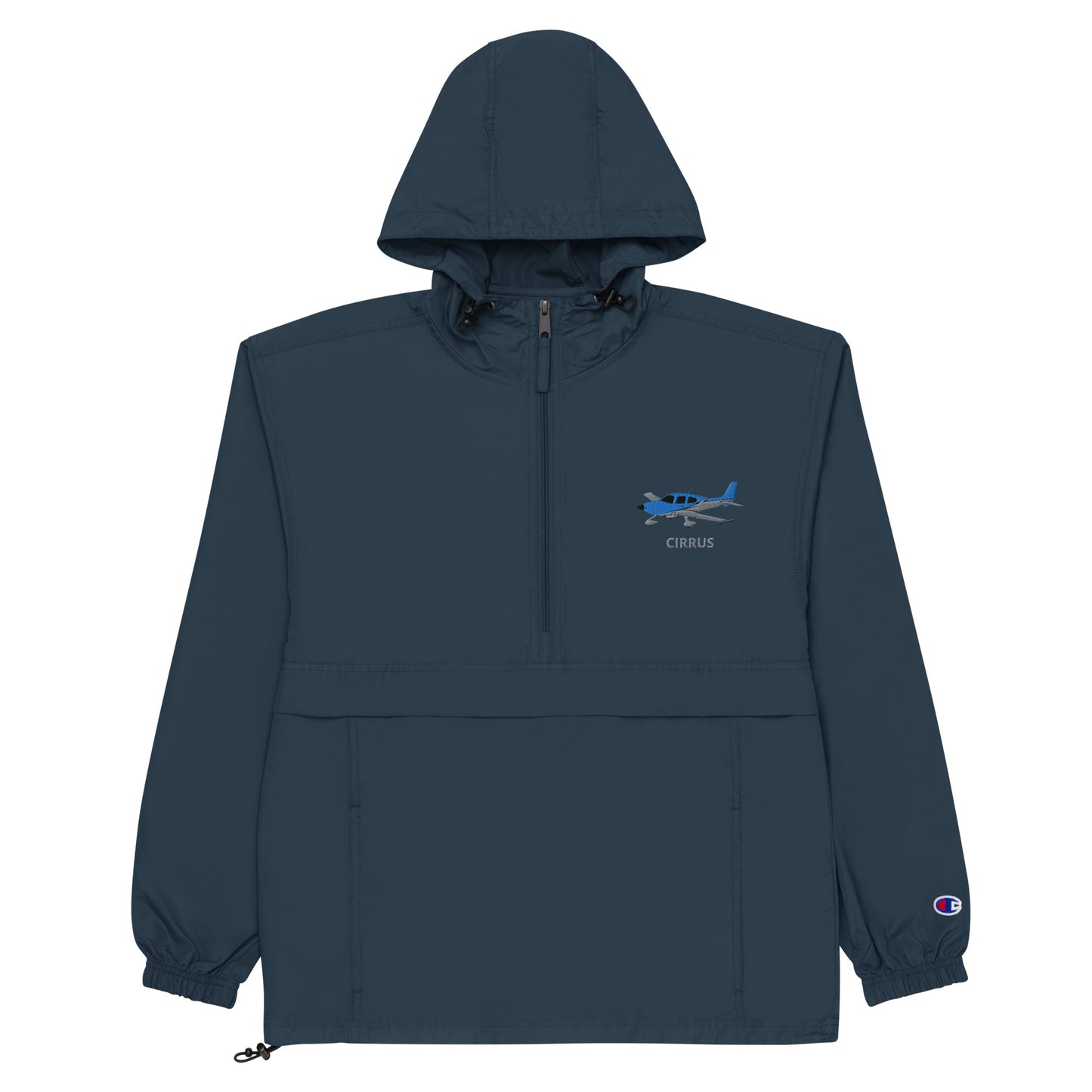 CIRRUS Blue - Grey Aviation Rain weather proof Embroidered Champion Packable Zip Jacket