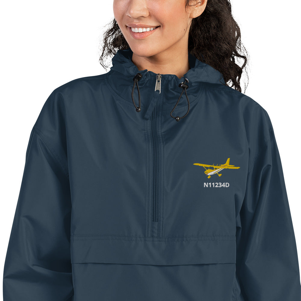 CESSNA 172 Skyhawk Retro Yellow Trim CUSTOM N NUMBER Aviation Rain weather proof Embroidered Champion Packable Zip Jacket