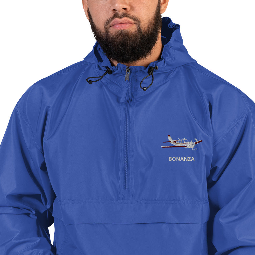 BONANZA F33 Aviation Rain weather proof Embroidered Champion Packable Zip Jacket