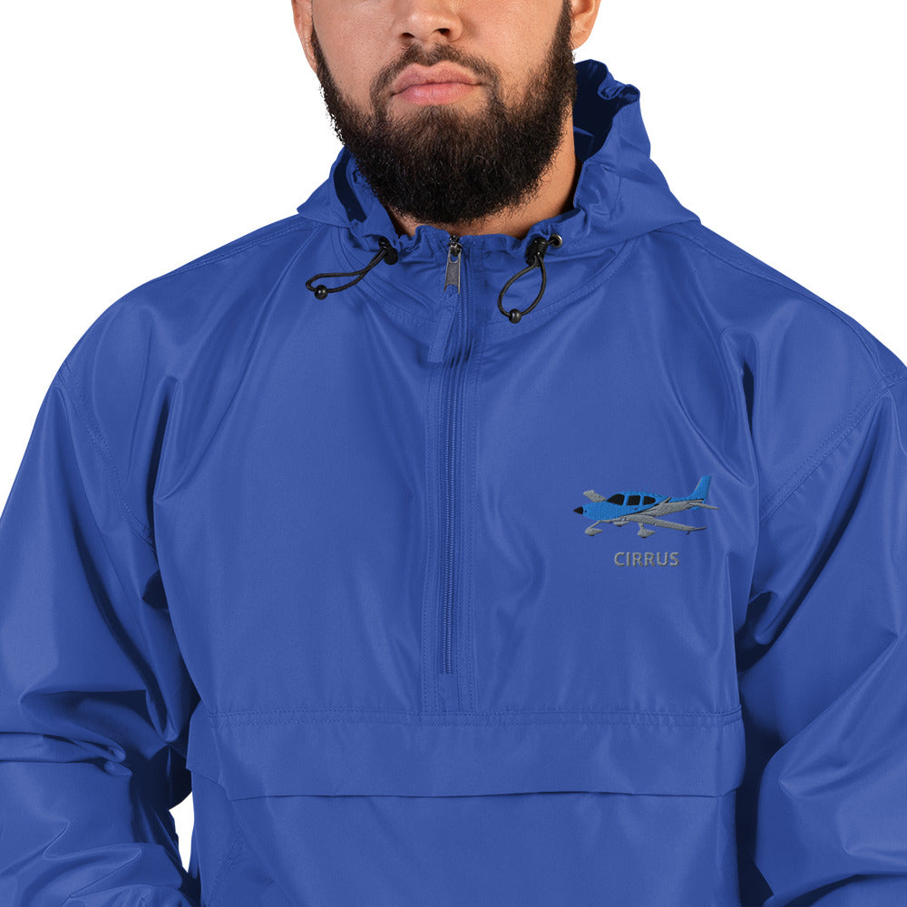 CIRRUS Blue - Grey Aviation Rain weather proof Embroidered Champion Packable Zip Jacket