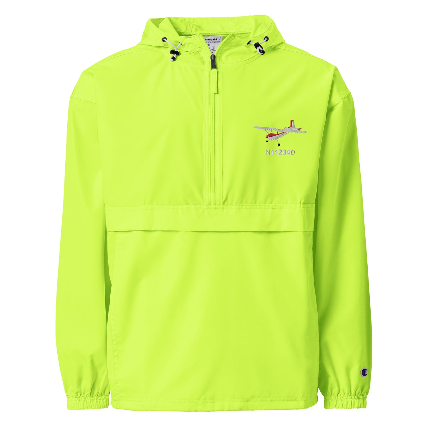 CESSNA 180 Skywagon  CUSTOM N NUMBER Aviation Rain weather proof Embroidered Champion Packable Zip Jacket