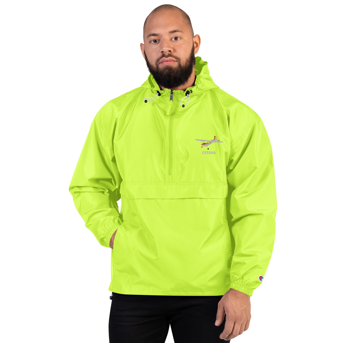 CESSNA 180 Skywagon Aviation Rain weather proof Embroidered Champion Packable Zip Jacket.