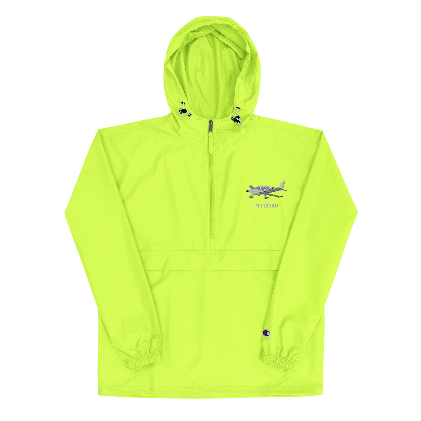 CIRRUS White-grey  CUSTOM N Number Aviation Rain weather proof Embroidered Champion Packable Zip Jacket