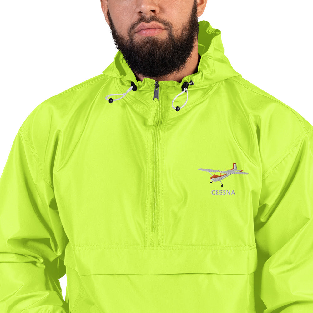 CESSNA 180 Skywagon Aviation Rain weather proof Embroidered Champion Packable Zip Jacket.