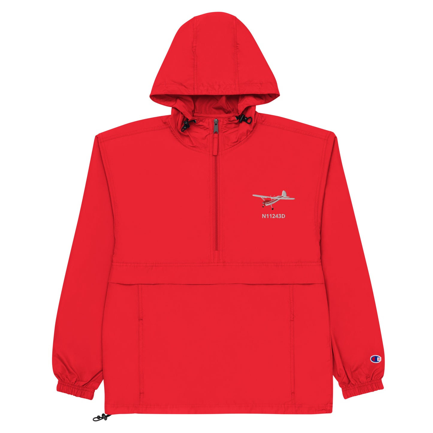 CESSNA 140 White-Red CUSTOM N NUMBER Aviation Rain weather proof Embroidered Champion Packable Zip Jacket