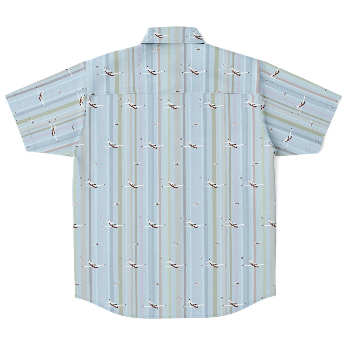 Piper Comanche printed blue stripe Short Sleeve Button Down Shirt