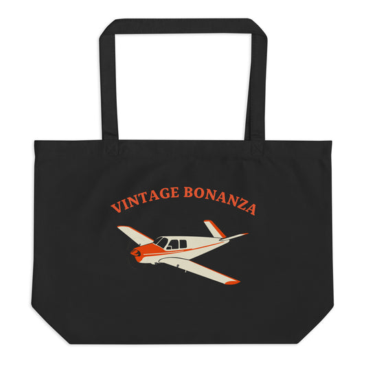 V-TAIL Vintage BONANZA Graphic Printed Large organic Eco Aviation tote bag