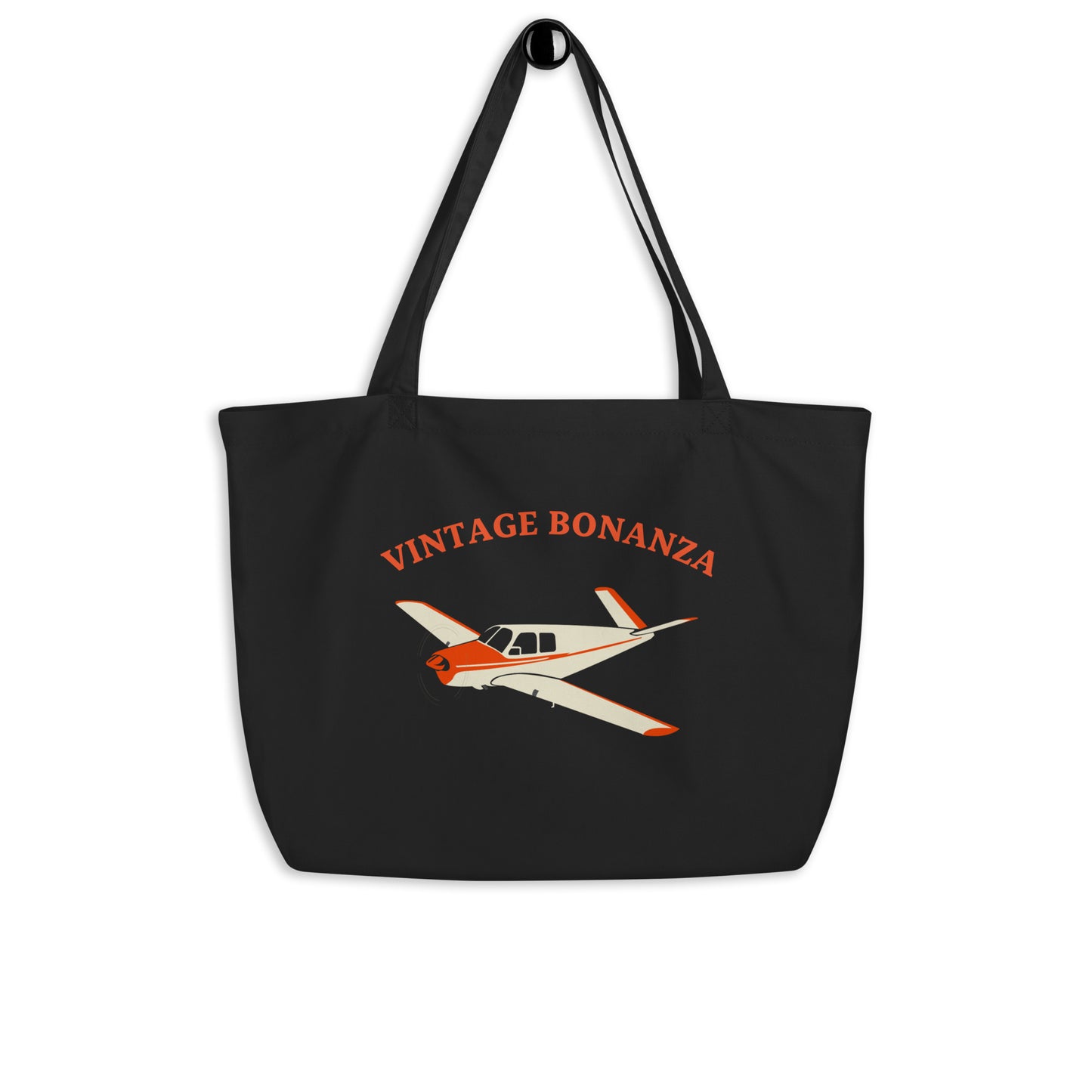 V-TAIL Vintage BONANZA Graphic Printed Large organic Eco Aviation tote bag