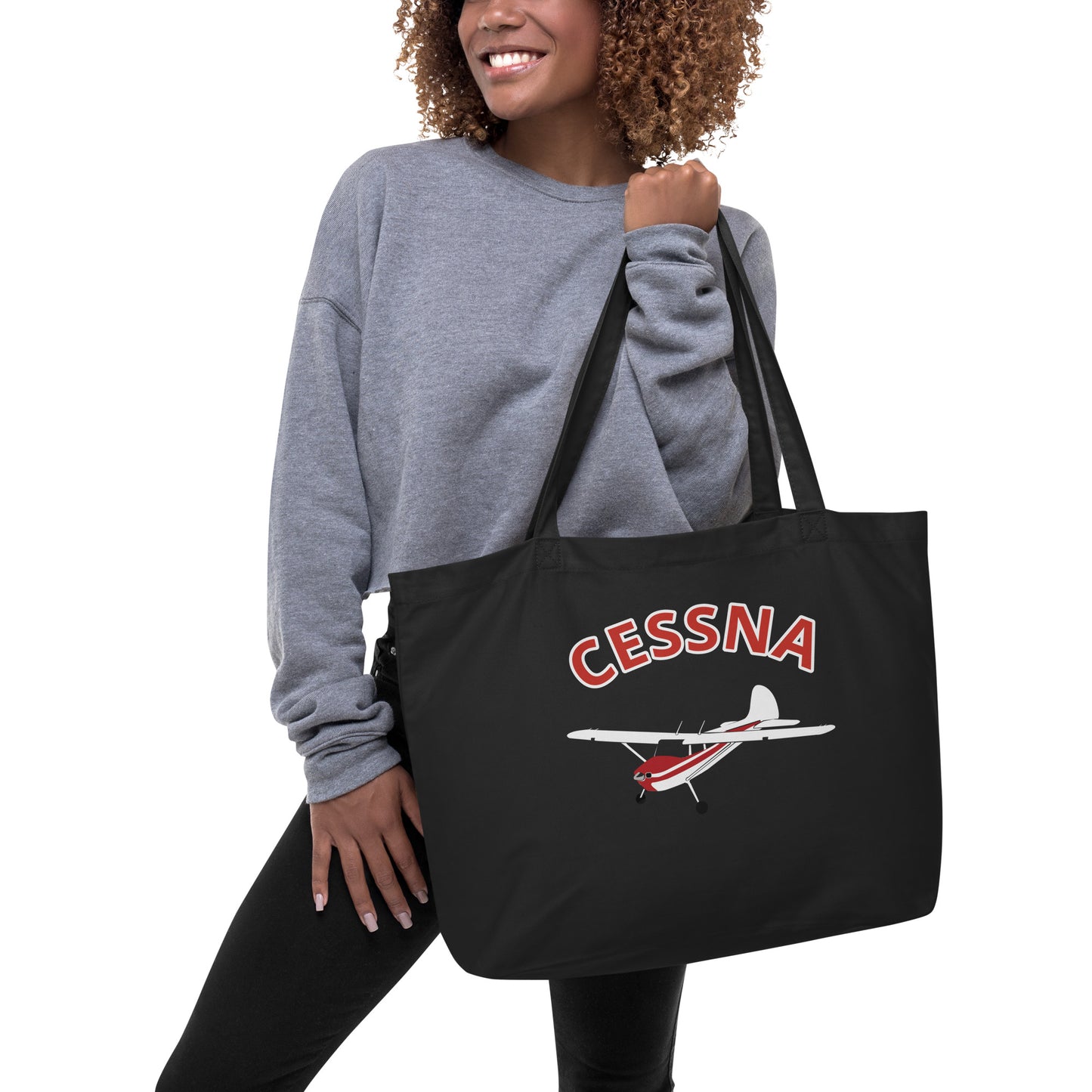 CESSNA 170 Graphic Printed Large organic Eco Aviation tote bag