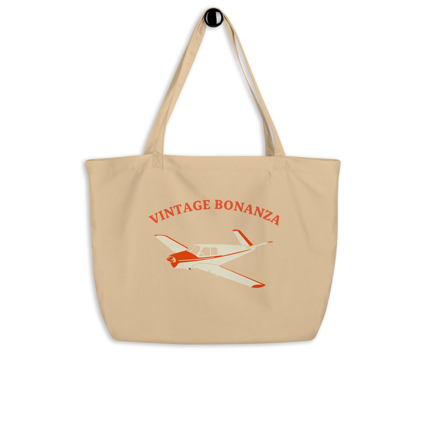 V-TAIL Vintage BONANZA Graphic Printed Large organic Eco Aviation tote bag