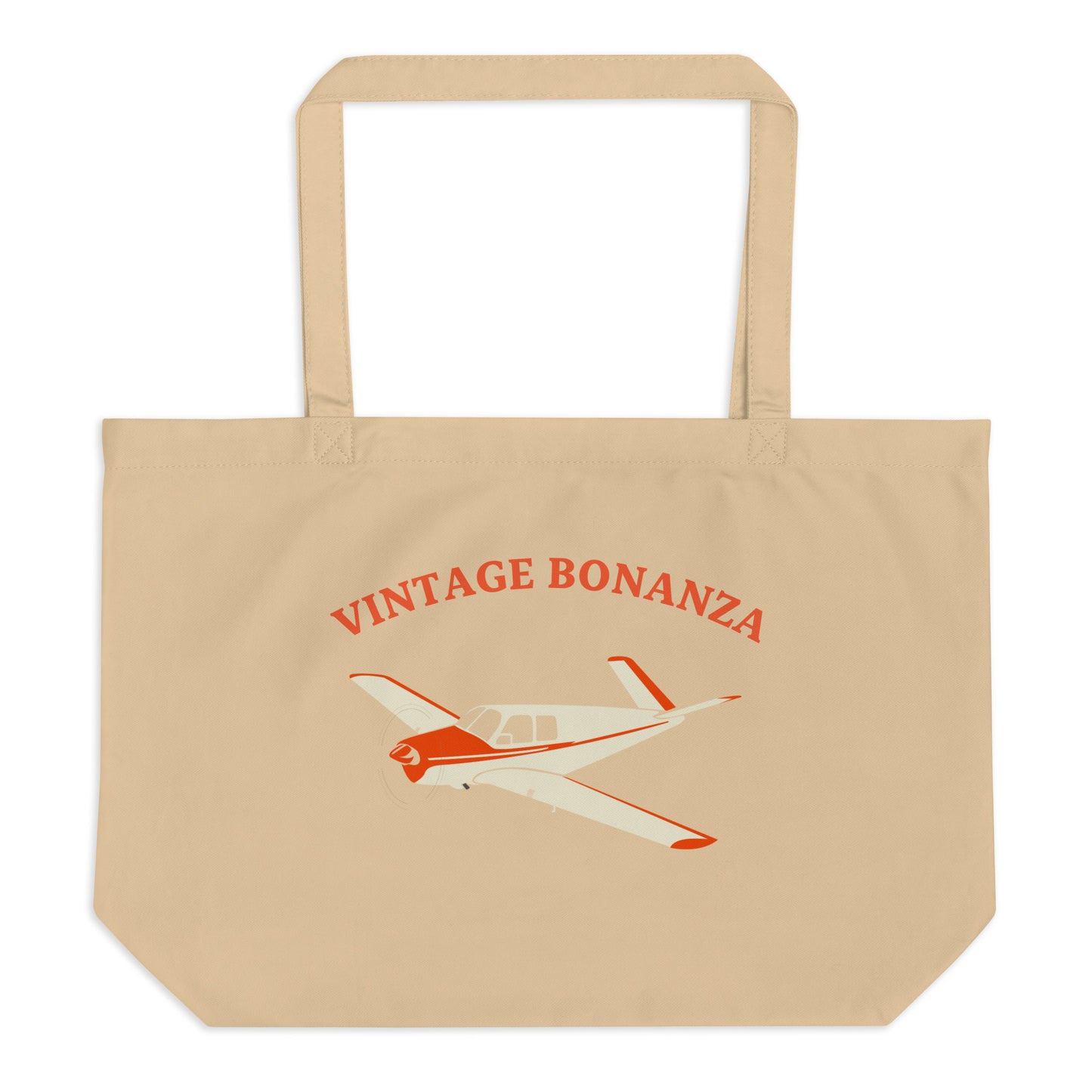 V-TAIL Vintage BONANZA Graphic Printed Large organic Eco Aviation tote bag