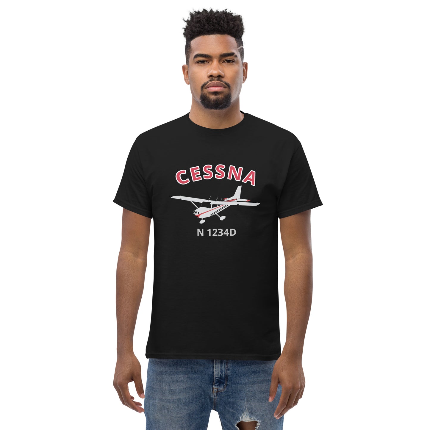 CESSNA 172  Red Trim  CUSTOM N Number Aviation  Unisex Men's classic tee