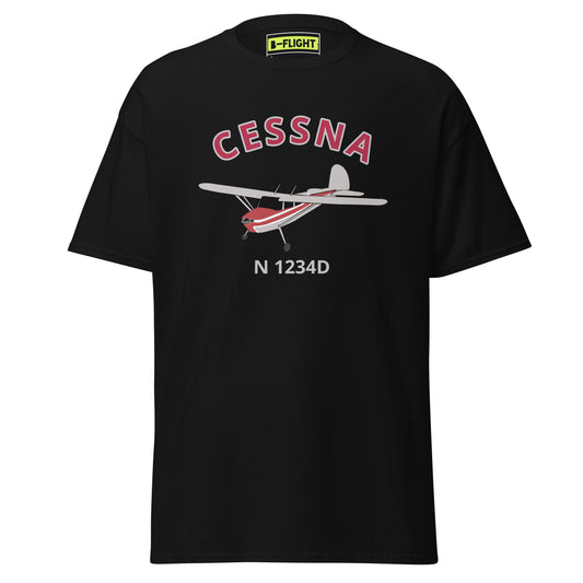 Cessna 140 CUSTOM N Number Polished with  Red Fuselage Men's classic Tee - Minimum order 3