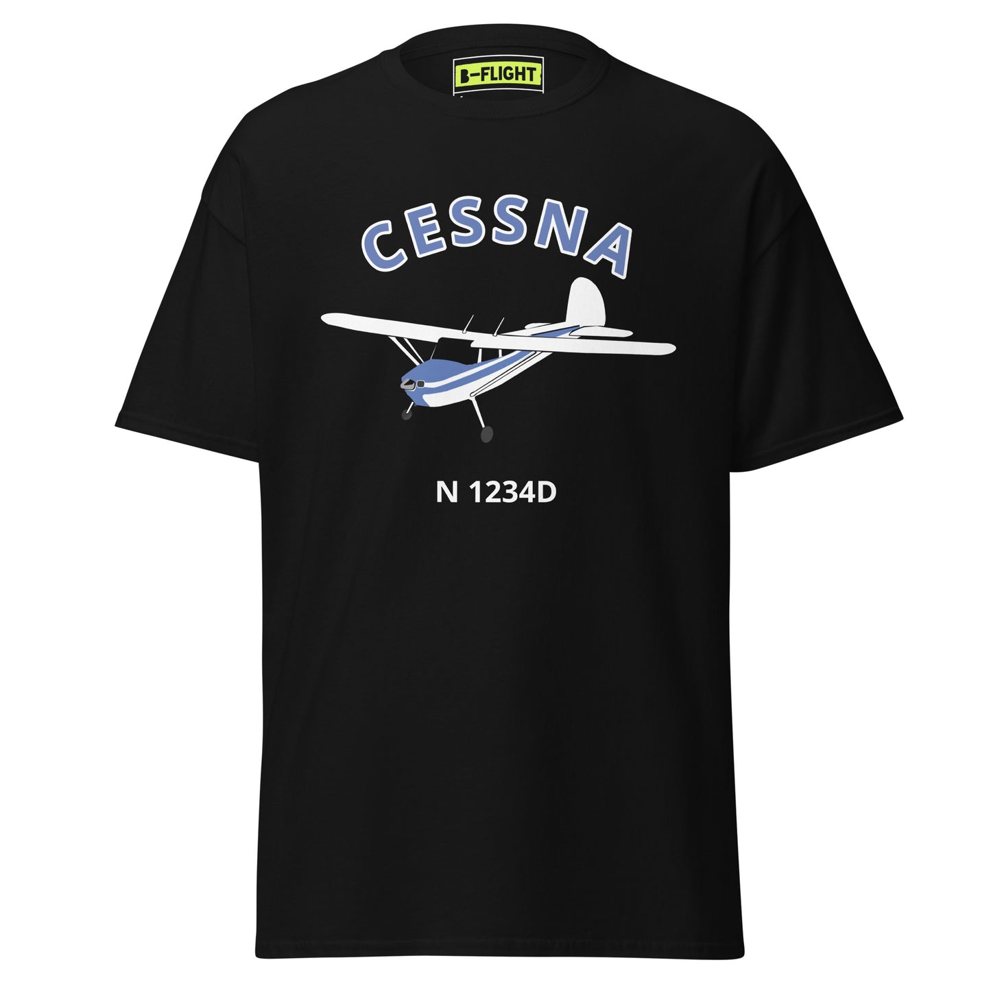 CESSNA 140 white blue aircraft CUSTOM N Number Classic fit Men's aviation tee