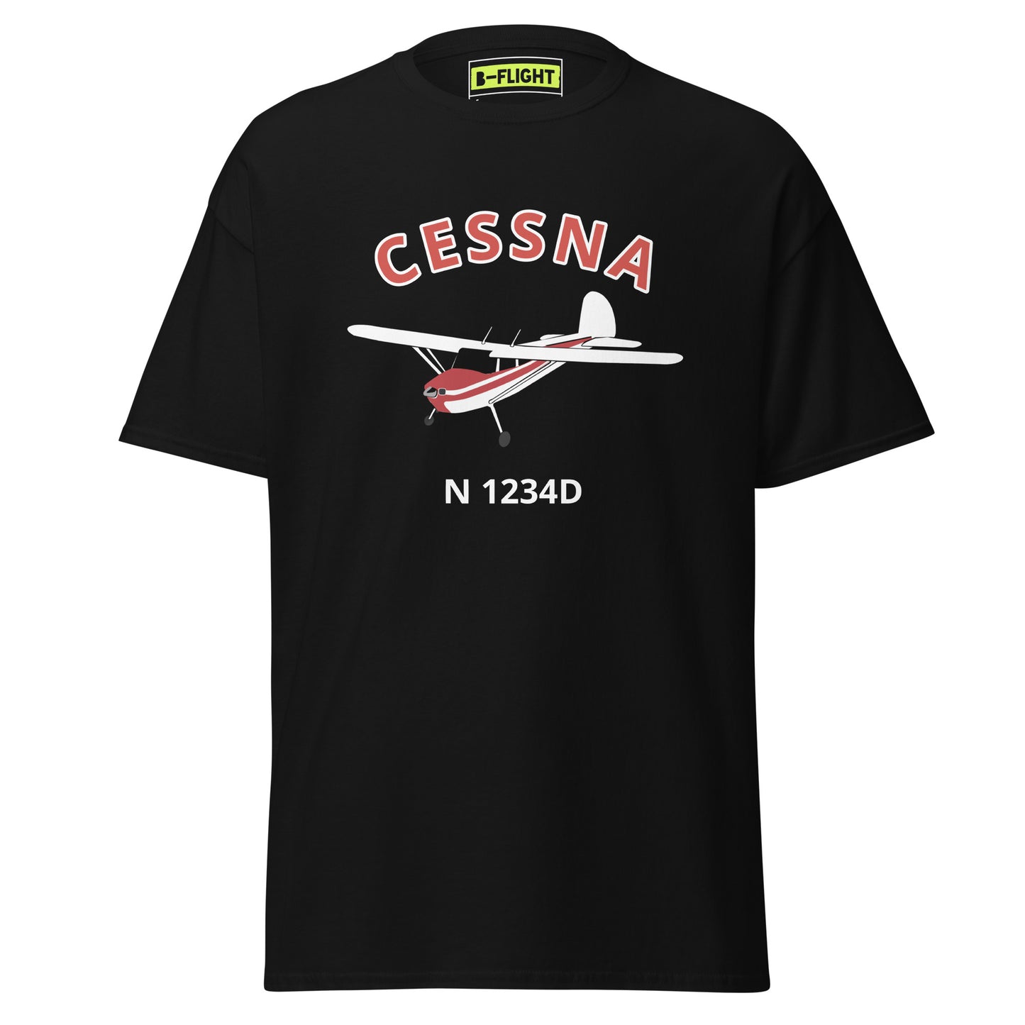 CESSNA 140 white red aircraft CUSTOM N Number Classic fit Men's aviation tee