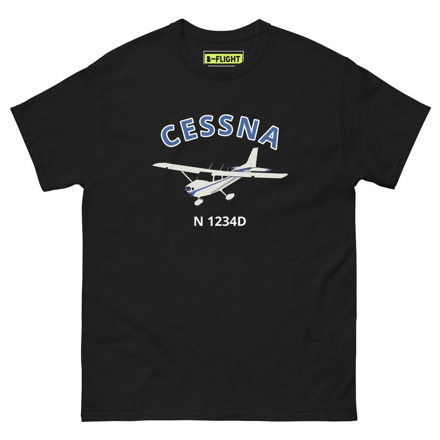 CESSNA 172 Skyhawk White- blue aircraft CUSTOM N Number Men's classic fit aviation tee