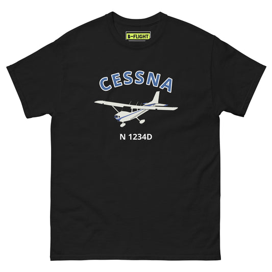 CESSNA 172 Skyhawk White- blue aircraft CUSTOM N Number Men's classic fit aviation tee - Minimum order 3