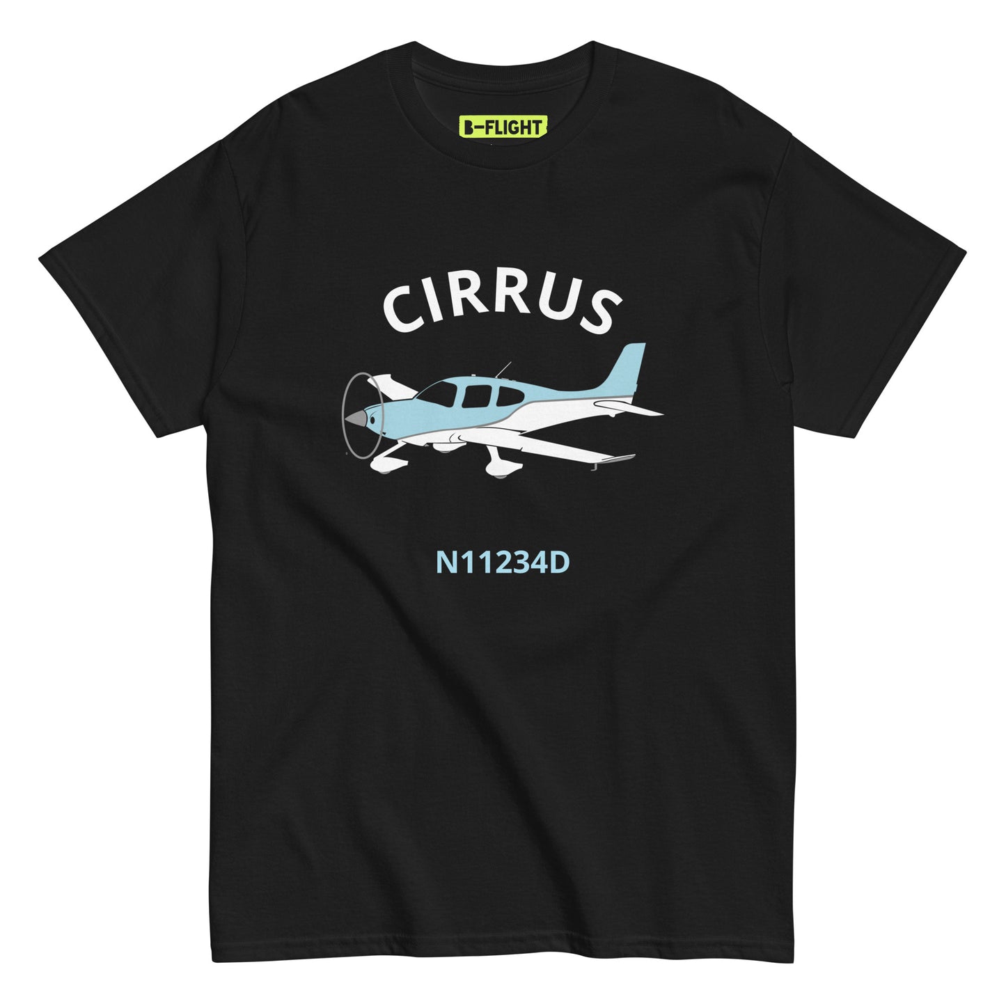 CIRRUS Blue-White  CUSTOM N Number Men's classic fit aviation tee