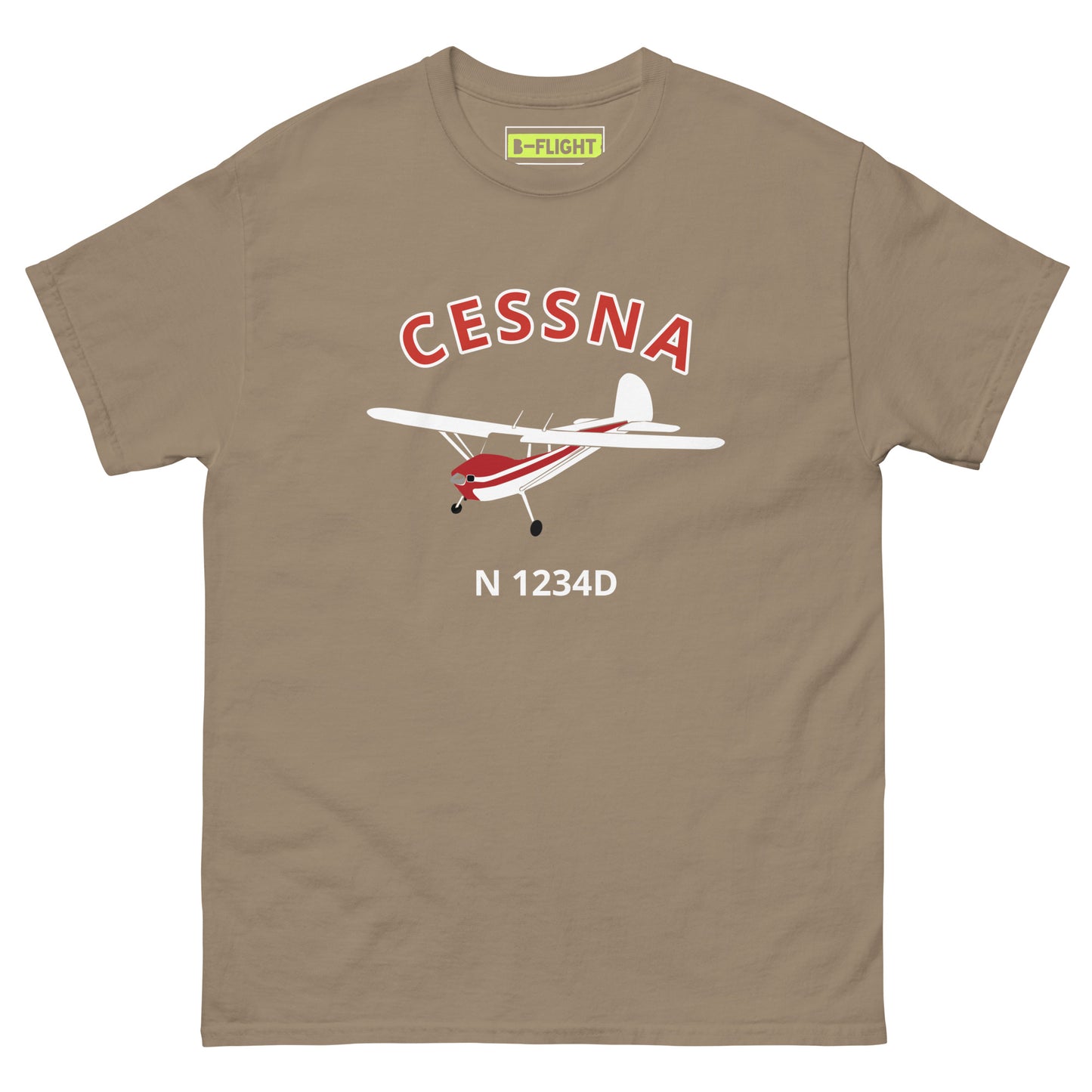 CESSNA 140 white red aircraft CUSTOM N Number Classic fit Men's aviation tee