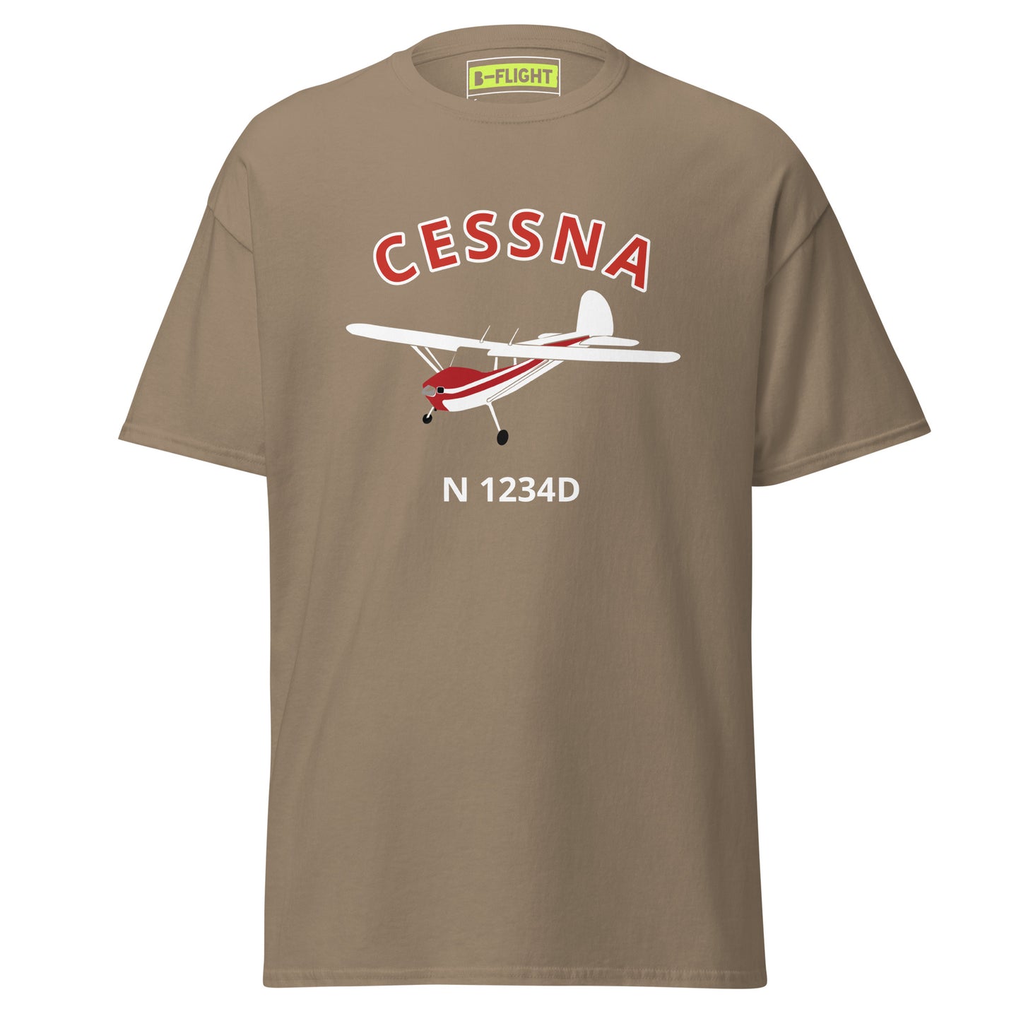 CESSNA 140 white red aircraft CUSTOM N Number Classic fit Men's aviation tee