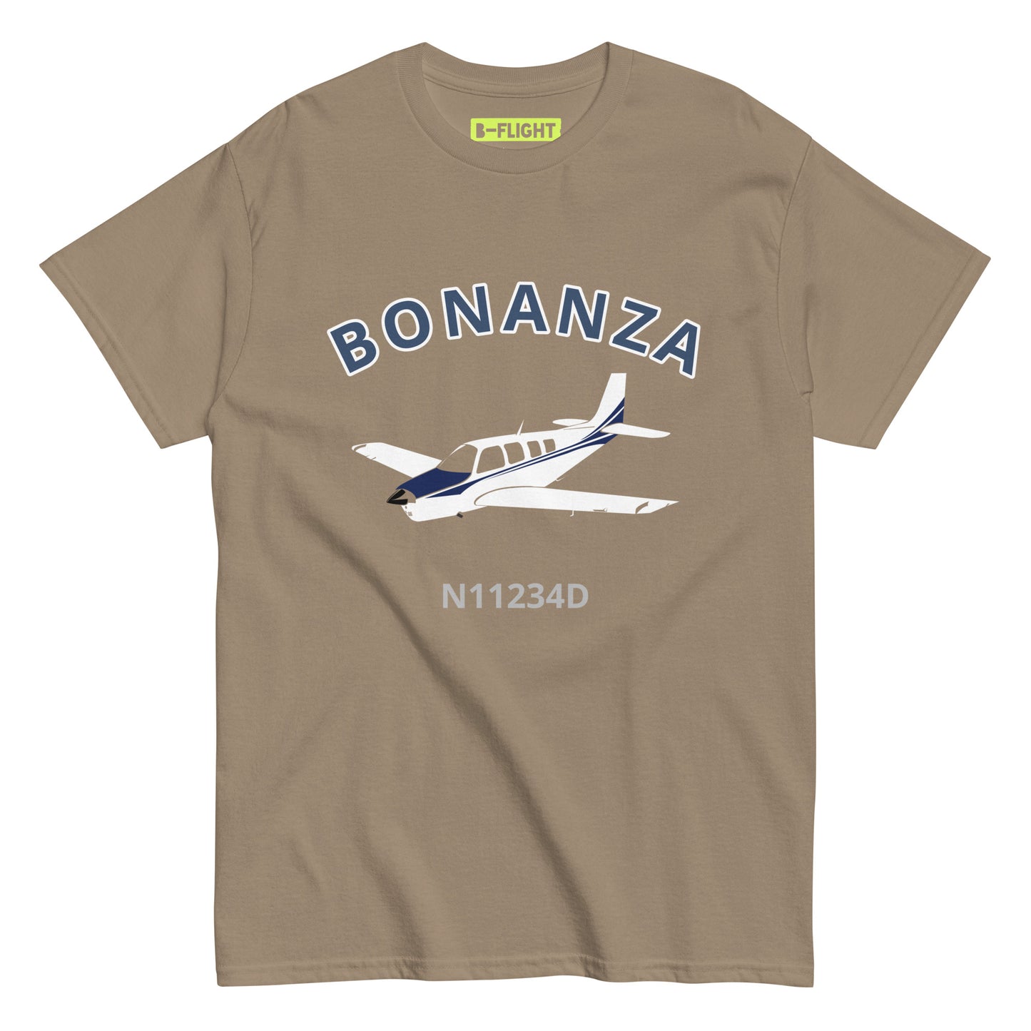 BONANZA A36  Blue paint CUSTOM N NUMBER Graphic Short-Sleeve Unisex classic fit aviation T-Shirt