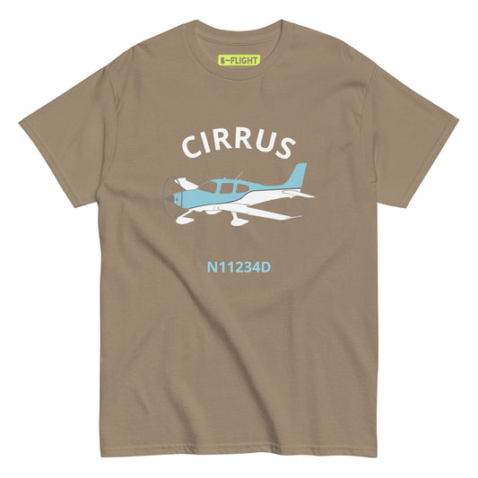 CIRRUS Blue-White  CUSTOM N Number Men's classic fit aviation tee