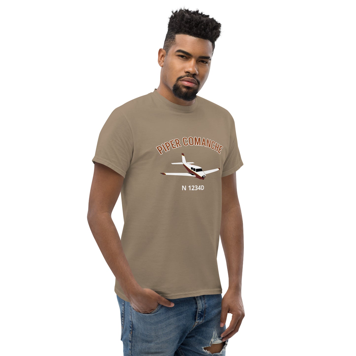 PIPER COMANCHE - CUSTOM N Number - graphic print aviation Men's tee classic fit tee