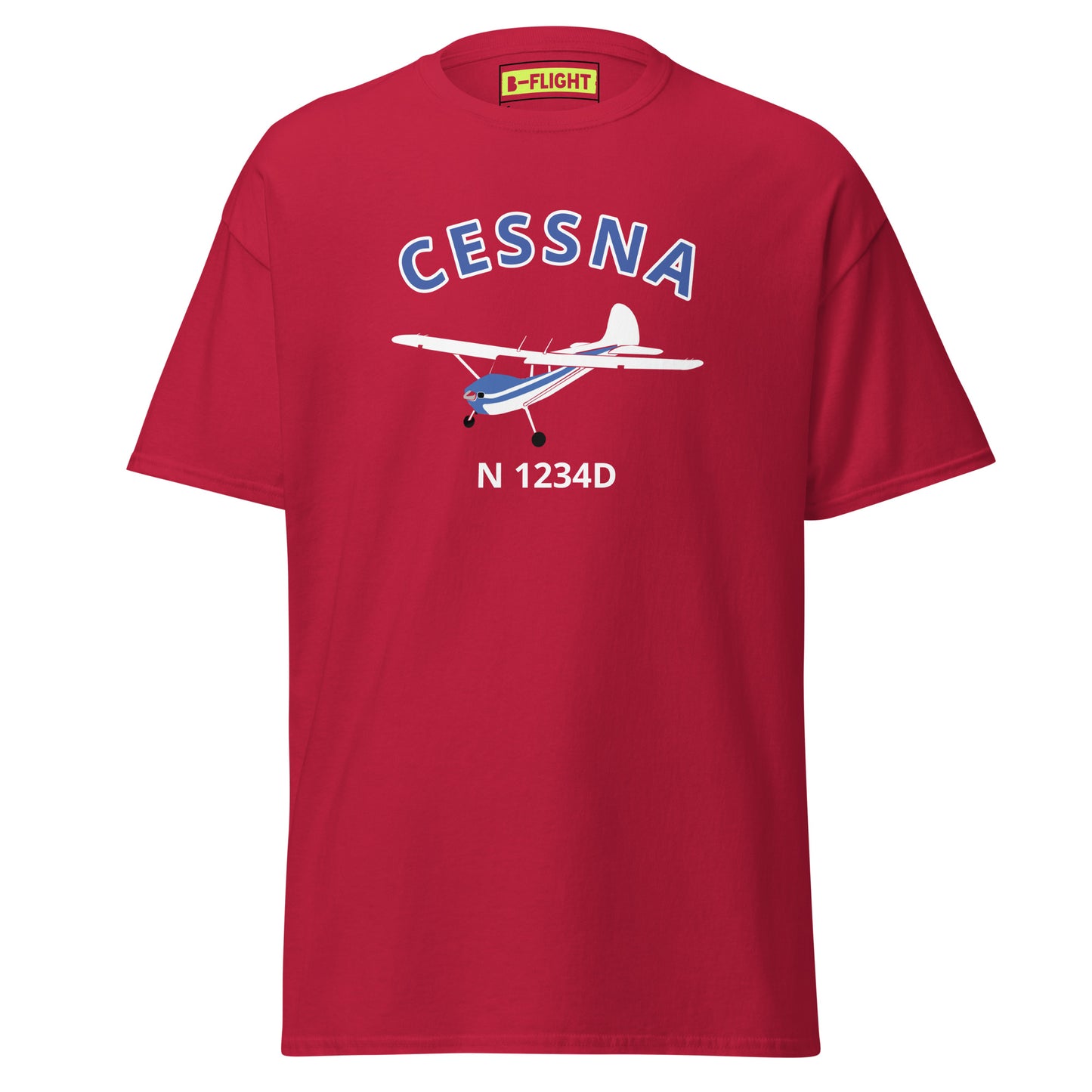 CESSNA 170 White-Blue aircraft CUSTOM N Number  Classic Cotton aviation Tee