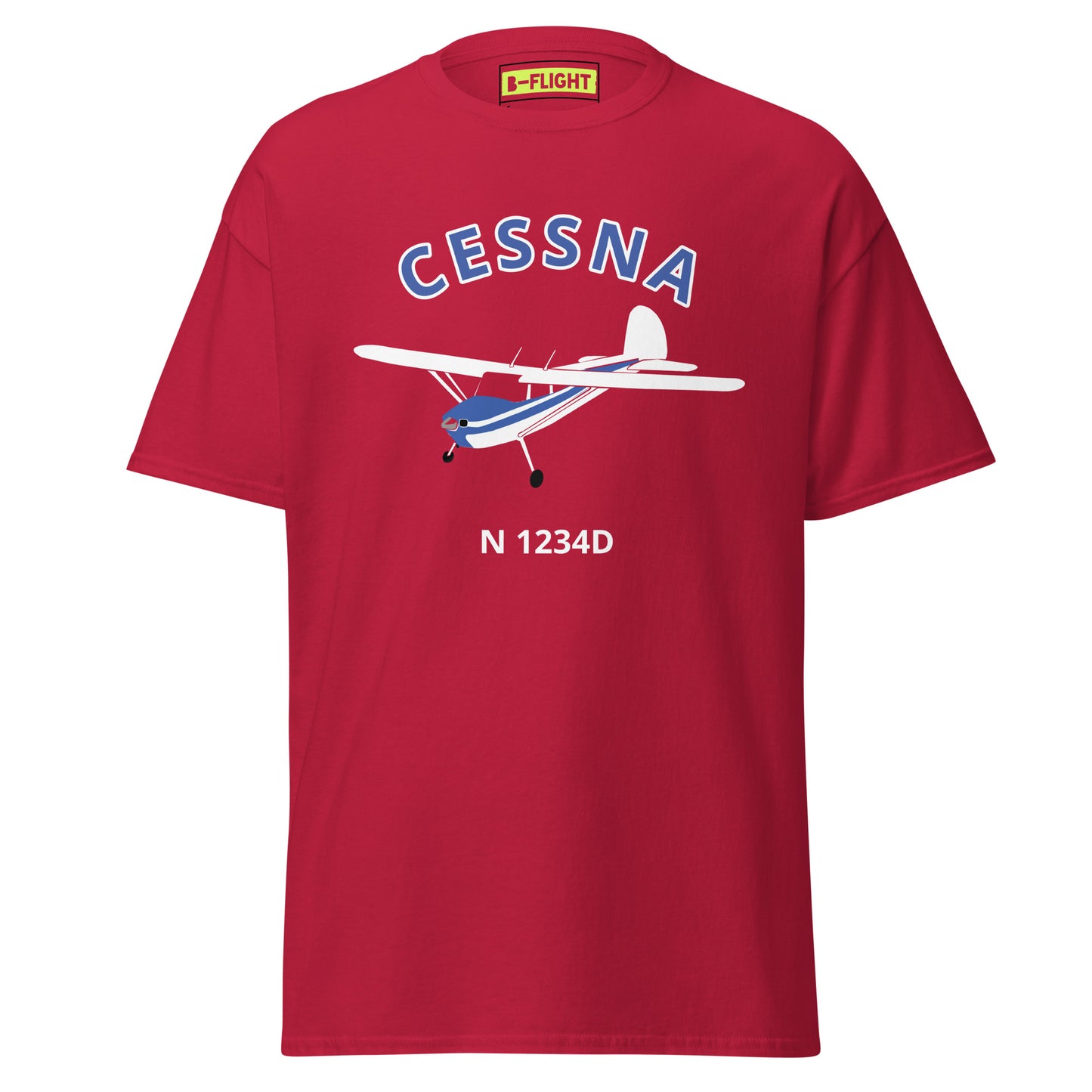 CESSNA 140 white blue aircraft CUSTOM N Number Classic fit Men's aviation tee