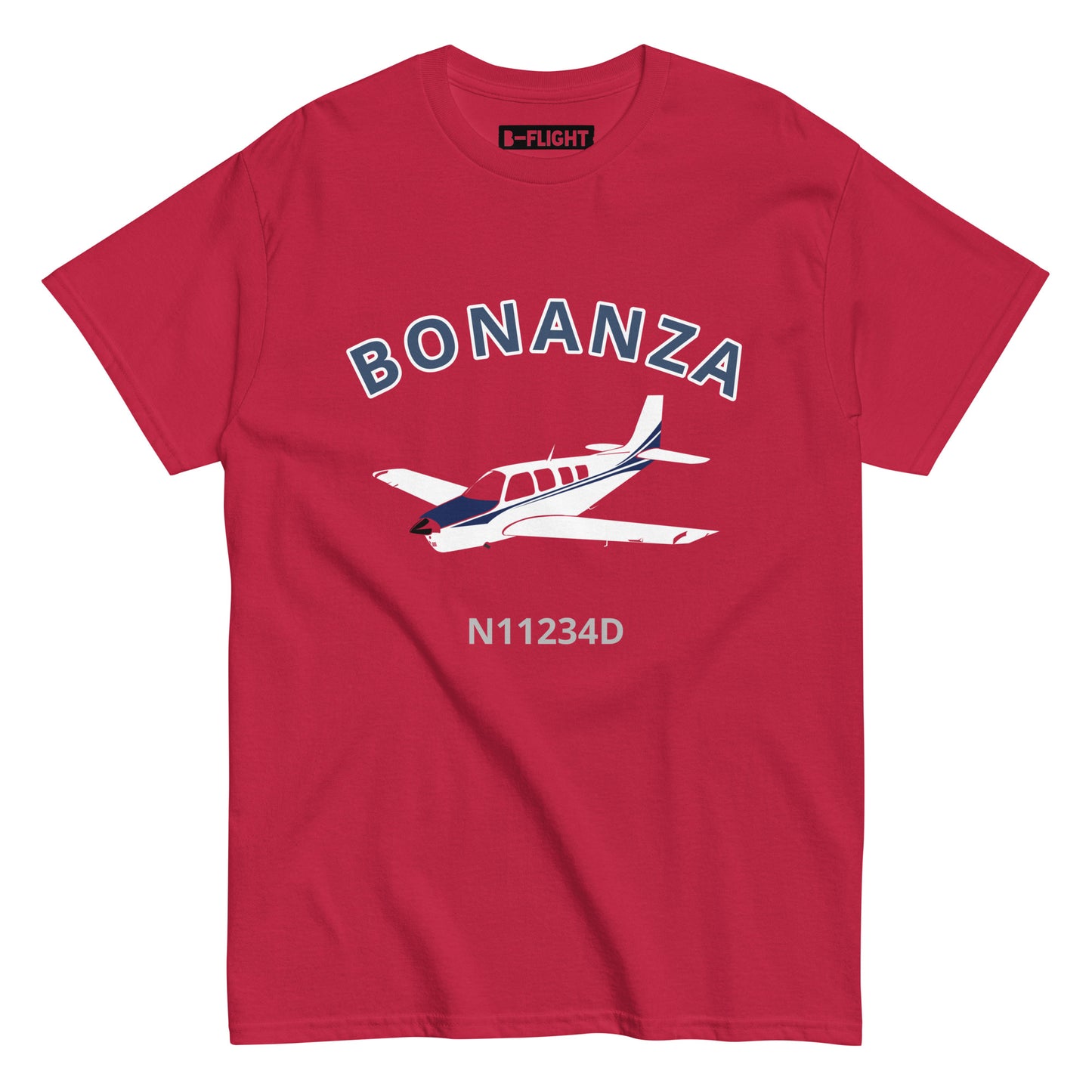 BONANZA A36  Blue paint CUSTOM N NUMBER Graphic Short-Sleeve Unisex classic fit aviation T-Shirt