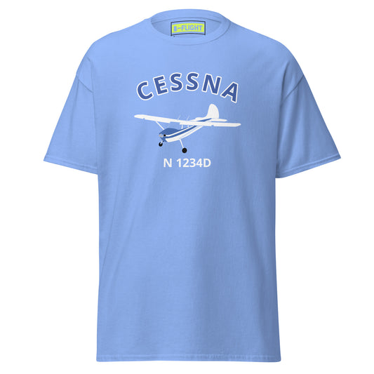 CESSNA 170 White-Blue aircraft CUSTOM N Number  Classic Cotton aviation Tee