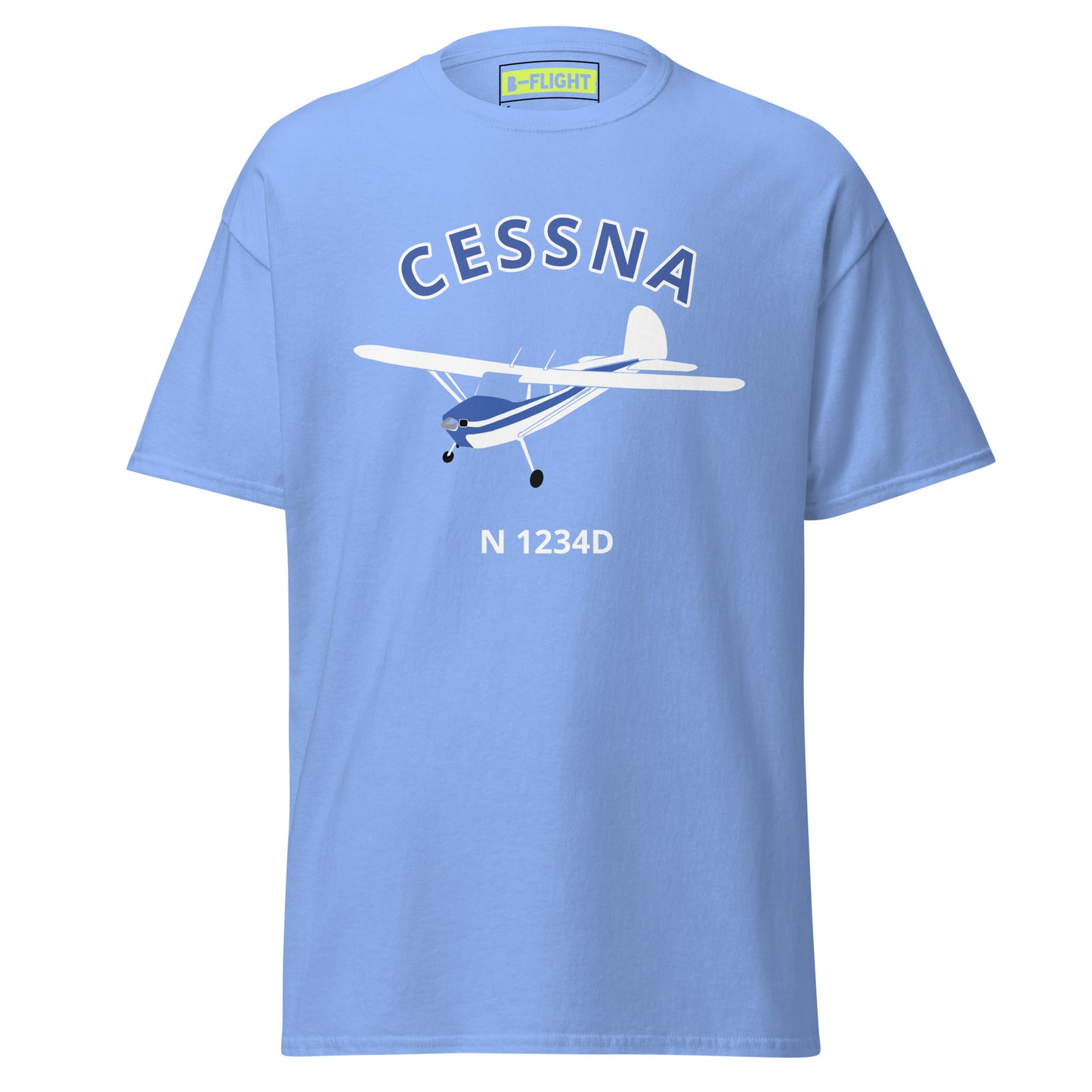 CESSNA 140 white blue aircraft CUSTOM N Number Classic fit Men's aviation tee