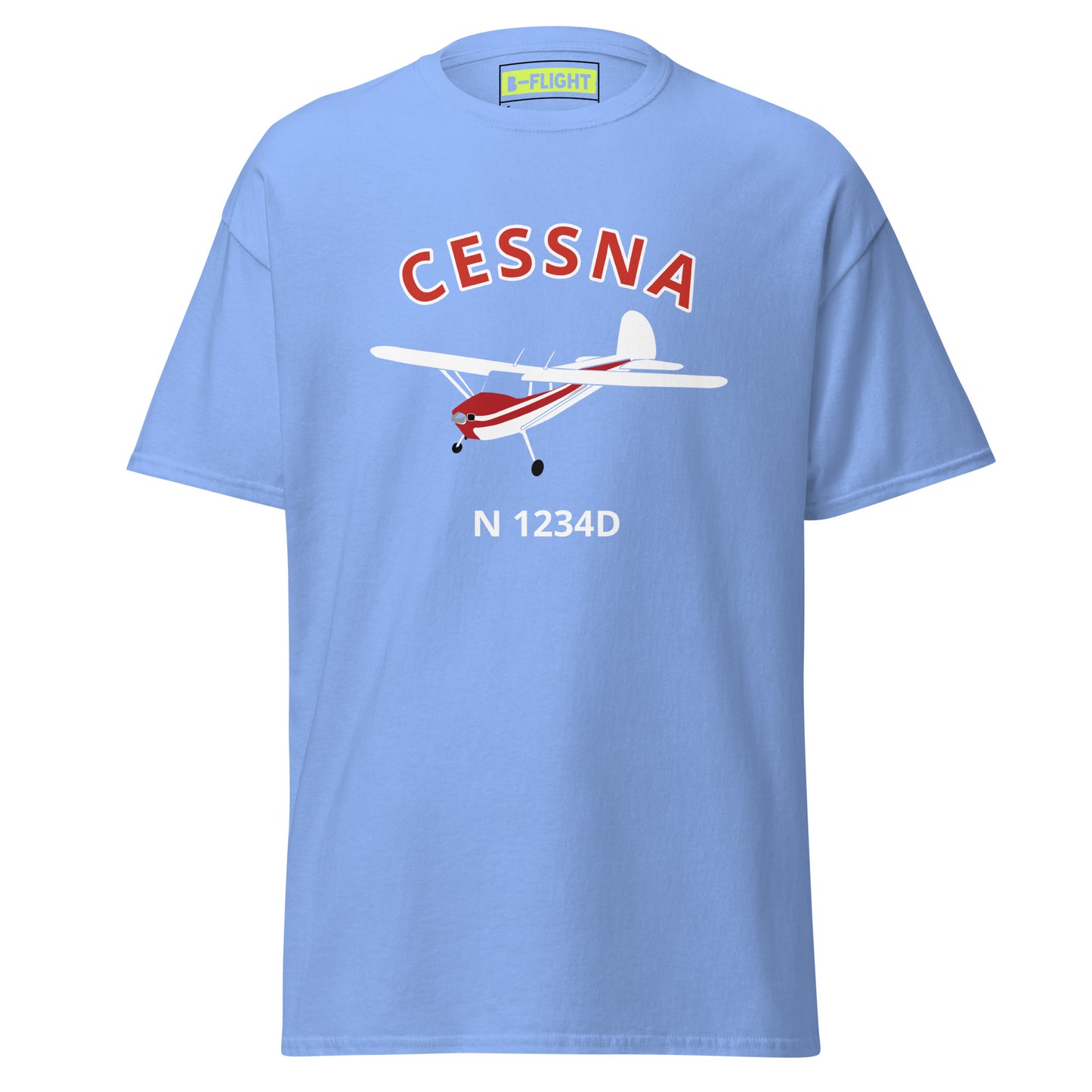 CESSNA 140 white red aircraft CUSTOM N Number Classic fit Men's aviation tee