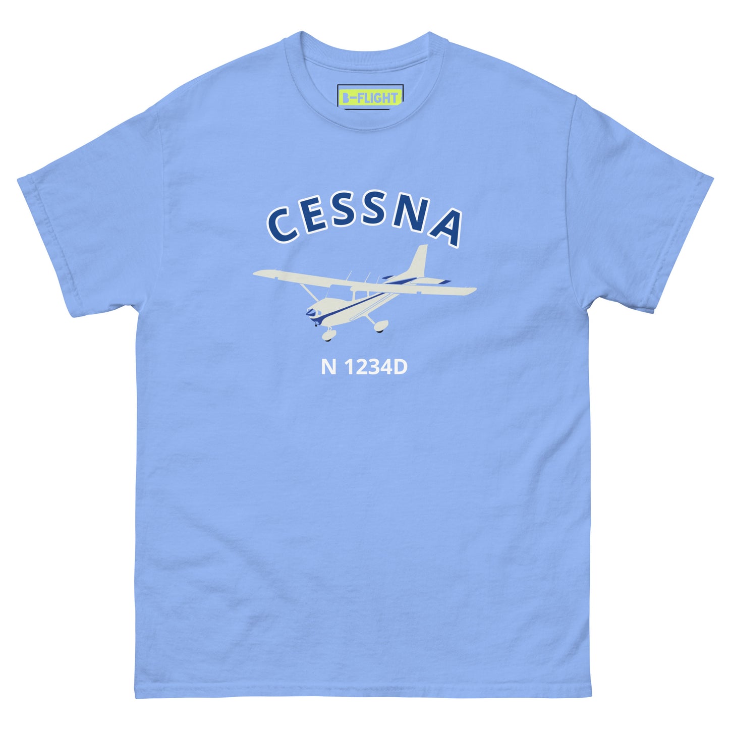 CESSNA 172 Skyhawk White- blue aircraft CUSTOM N Number Men's classic fit aviation tee