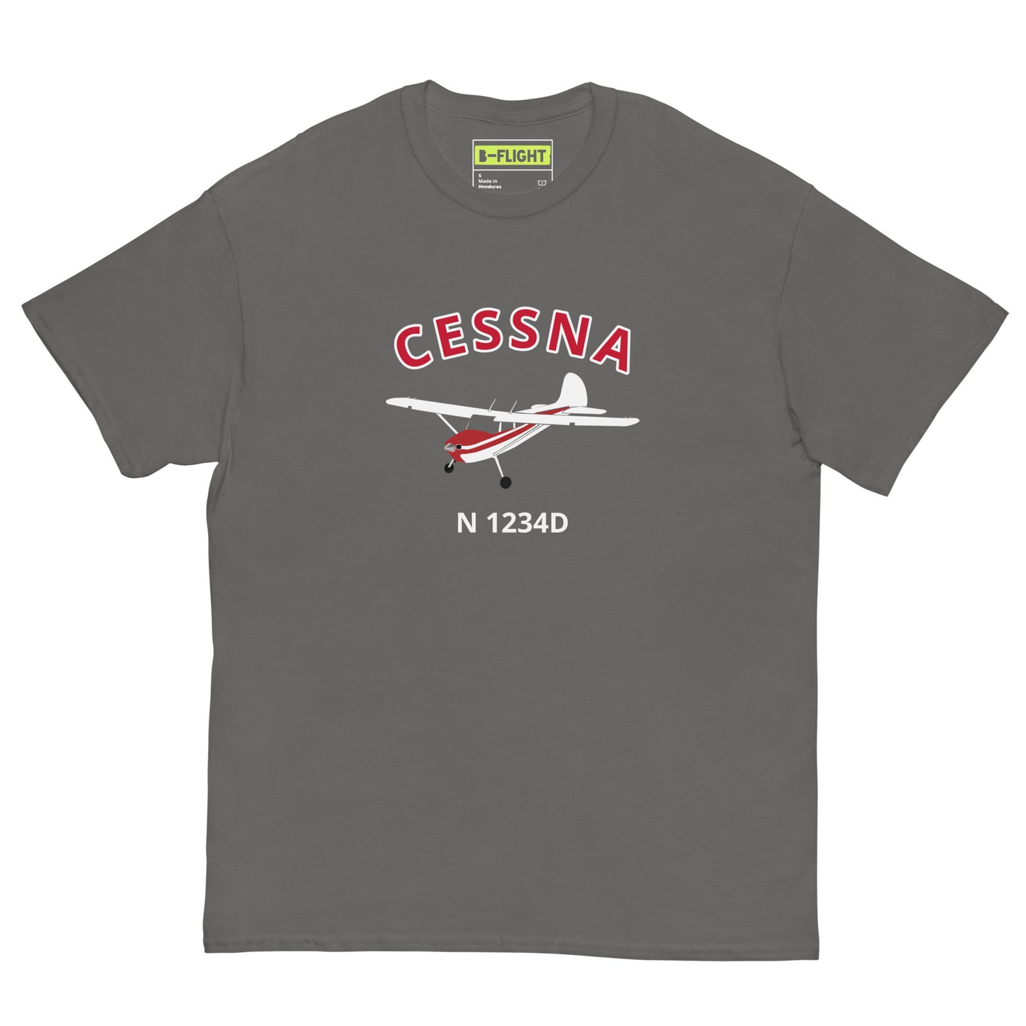 CESSNA 170 White body Red Trim CUSTOM N Number Classic Cotton aviation Tee